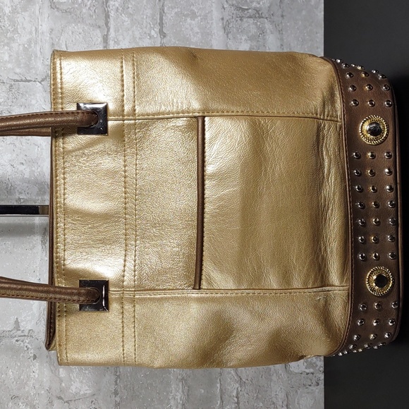 MC Matte Gold/Bronze Leather Bucket Bag - Picture 2 of 10